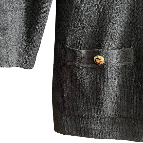 Vintage St. John Santana Wool Knit Black Zippered Sweater Pockets 12 - Picture 2 of 4